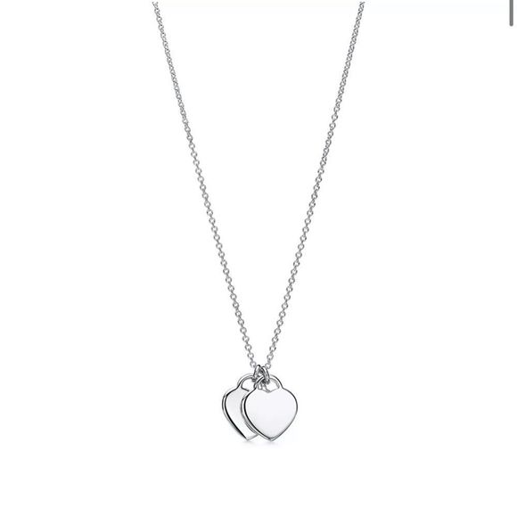 TRADED                                 Tiffany Double Pink Heart in Silver, Mini - Picture 6 of 7